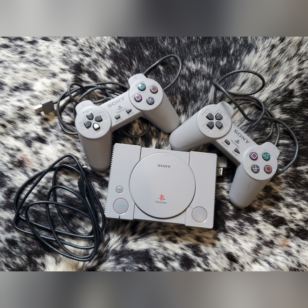 Sony PlayStation Classic Console with 2 Gray Controllers